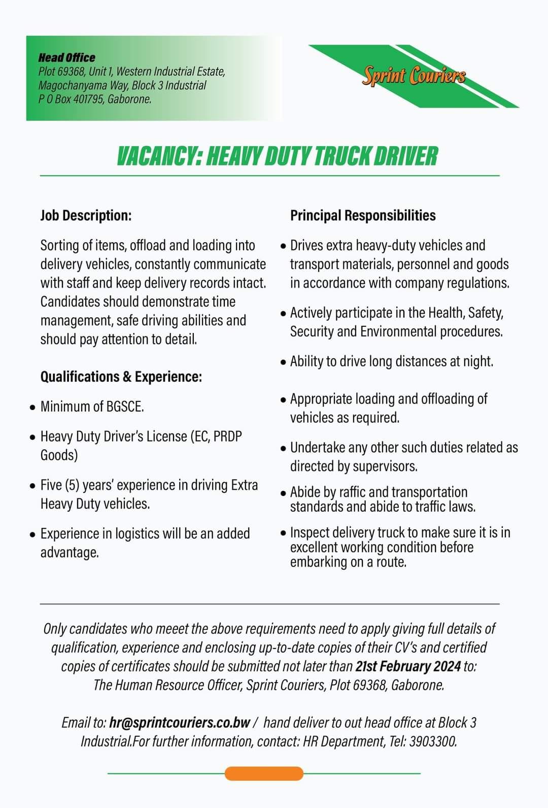Heavy Duty Truck Driver » Sky Jobs