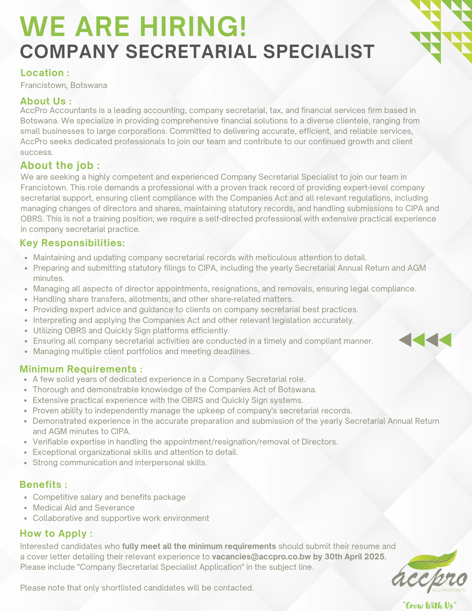 COSEC 30th April FF3 » Sky Jobs