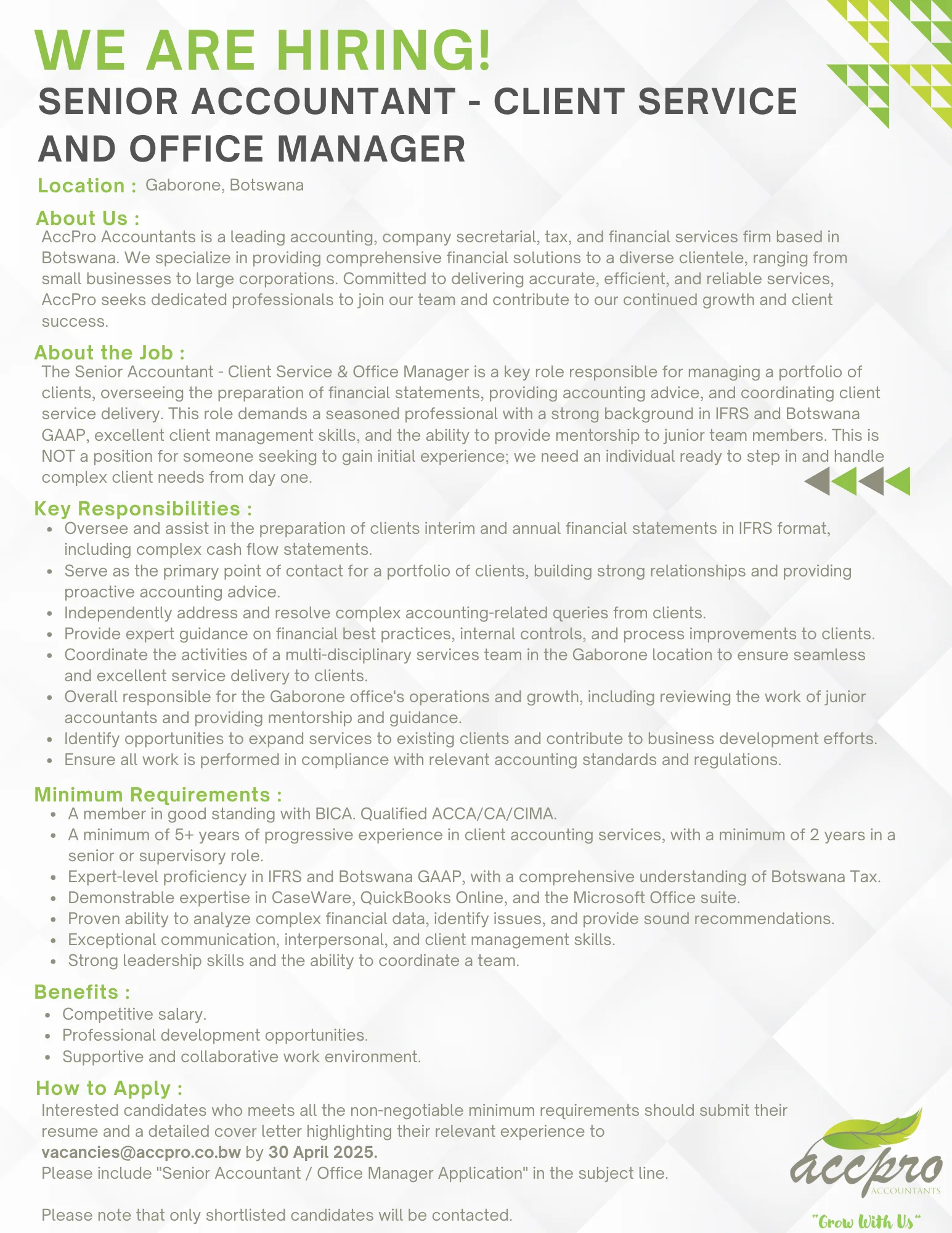Senior Client Services Accountant FF3 » Sky Jobs